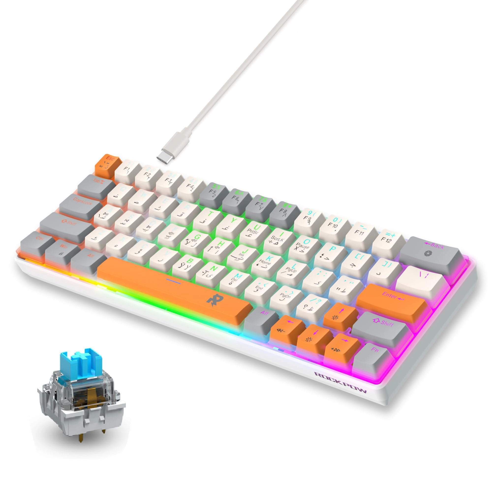 Rock Pow 60% Mechanical Keyboard - AR/EN Wired