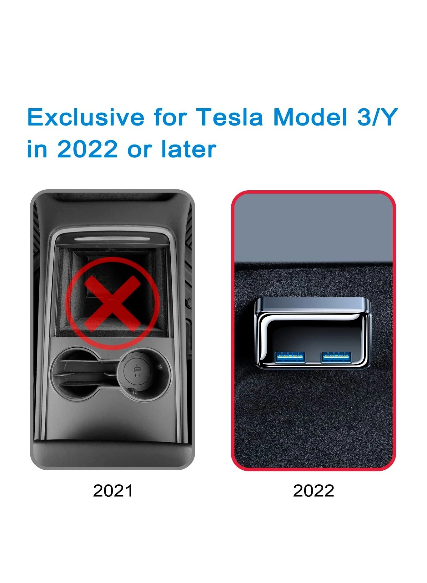 Glove Box USB Hub - USB3.0 3 ports for Tesla Model 3/Model Y