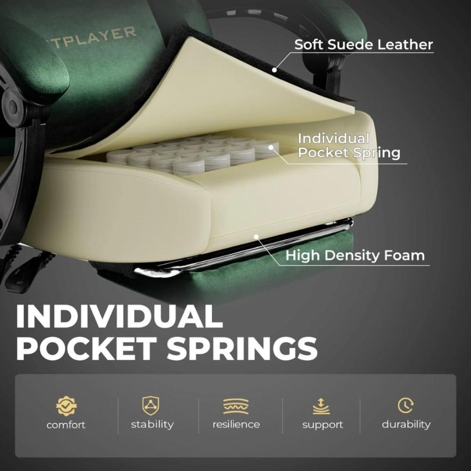 GT829 - Gaming Chair Velvet Green