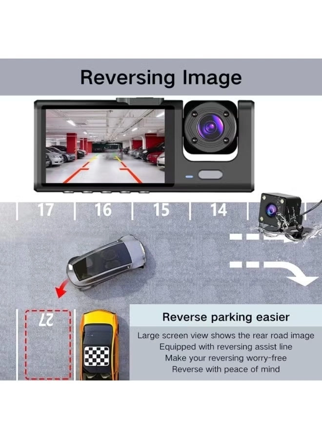 3-Lens Dash Cam - 1080P