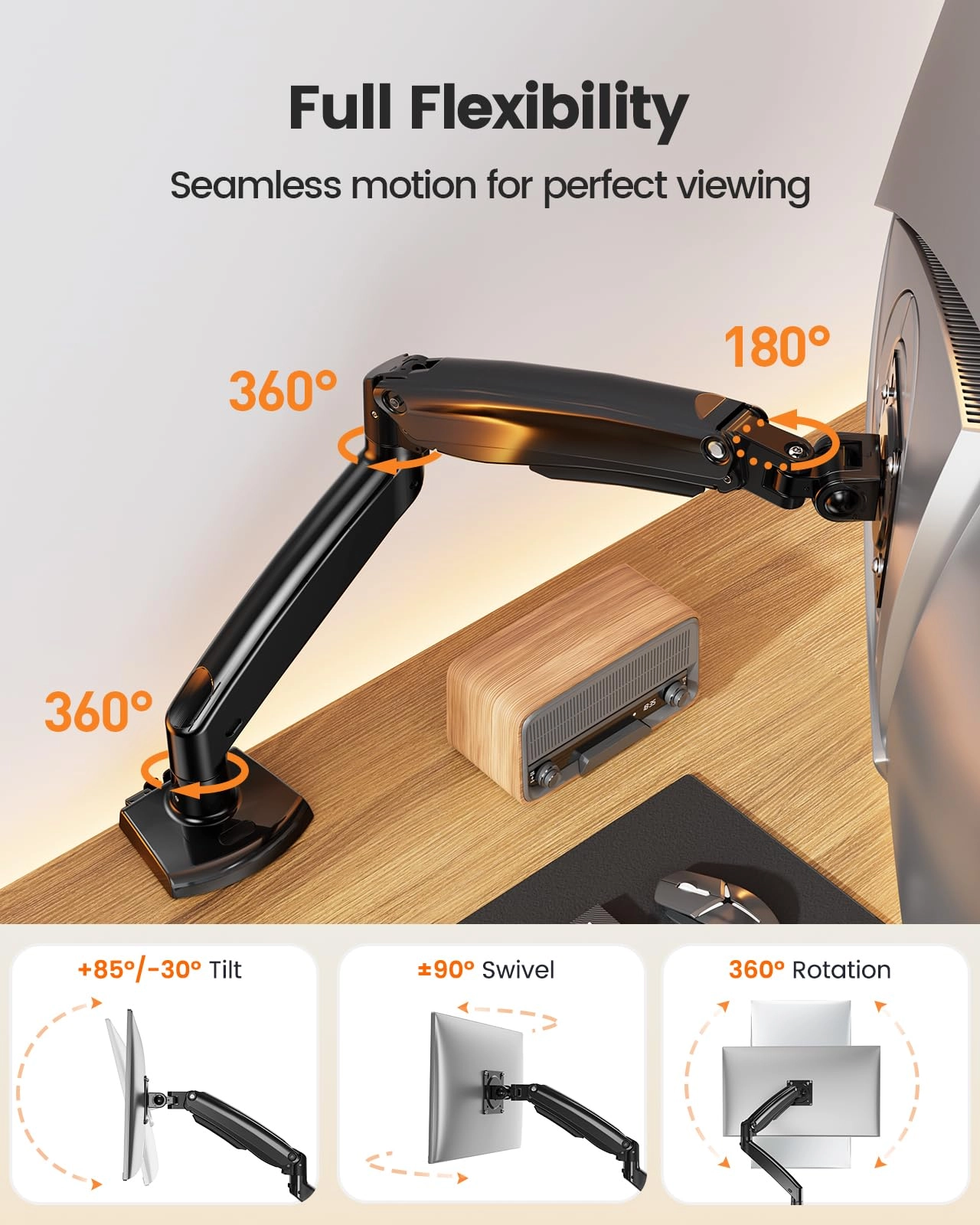 Single Monitor Mount - 13 to 49 inches VESA 75/100mm