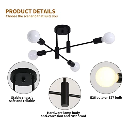 Modern Pendant Light - 4 Lights Black