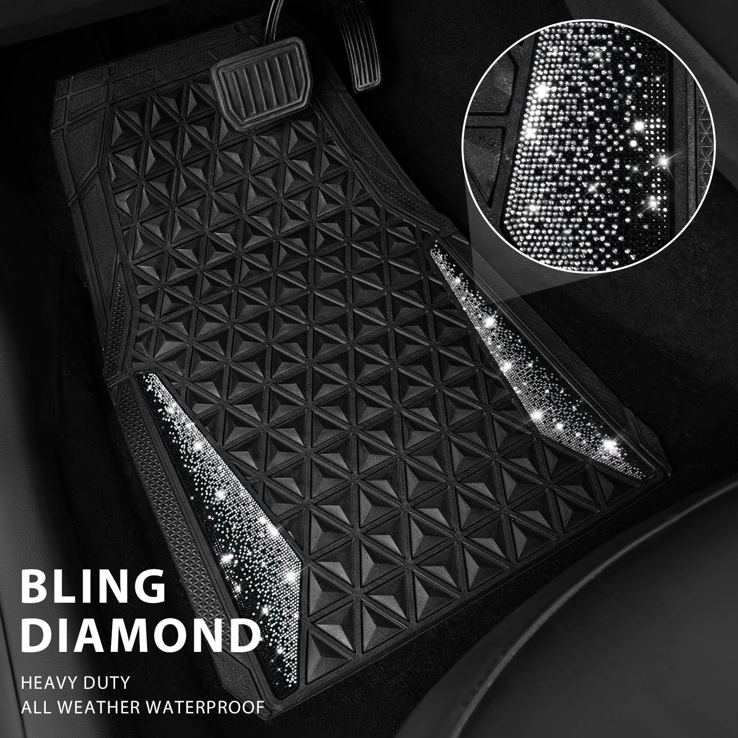 Bling Diamond Car Mats - 4.0 Count Universal Fit