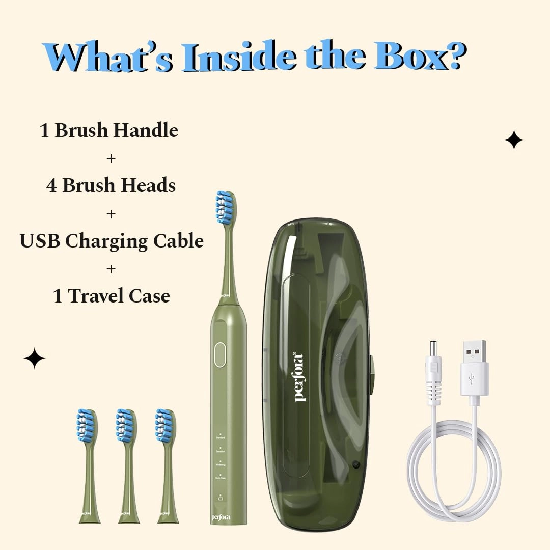 Rechargeable Smart Sonic Electric Toothbrush - 4 Modes 60 Day Battery Life