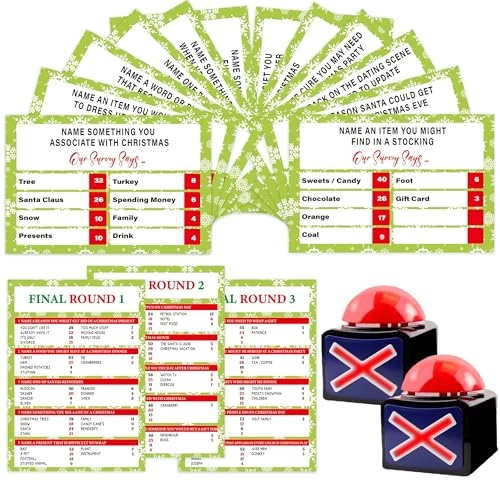 Christmas Family Feud Game - 18 cards and two buzzers 15 years and up