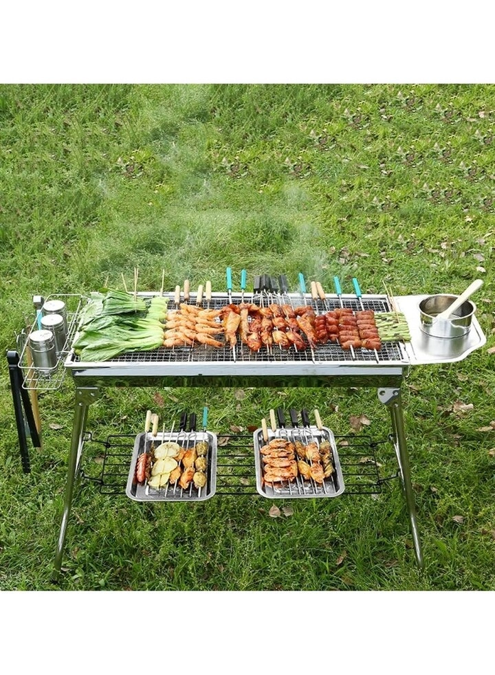 Portable Stainless Steel BBQ Grill - charcoal