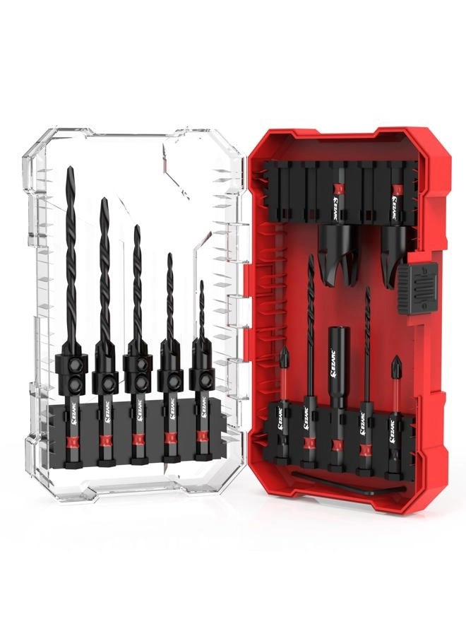 EZARC Countersink Drill Bit Set - 15PC With Wood Plug Cutter