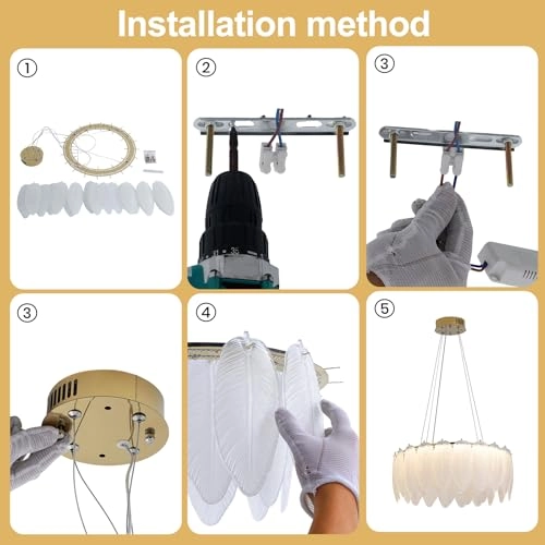 Flowing Feather Art LED Chandelier - Up to 39.3 inches (100 cm), adjustable