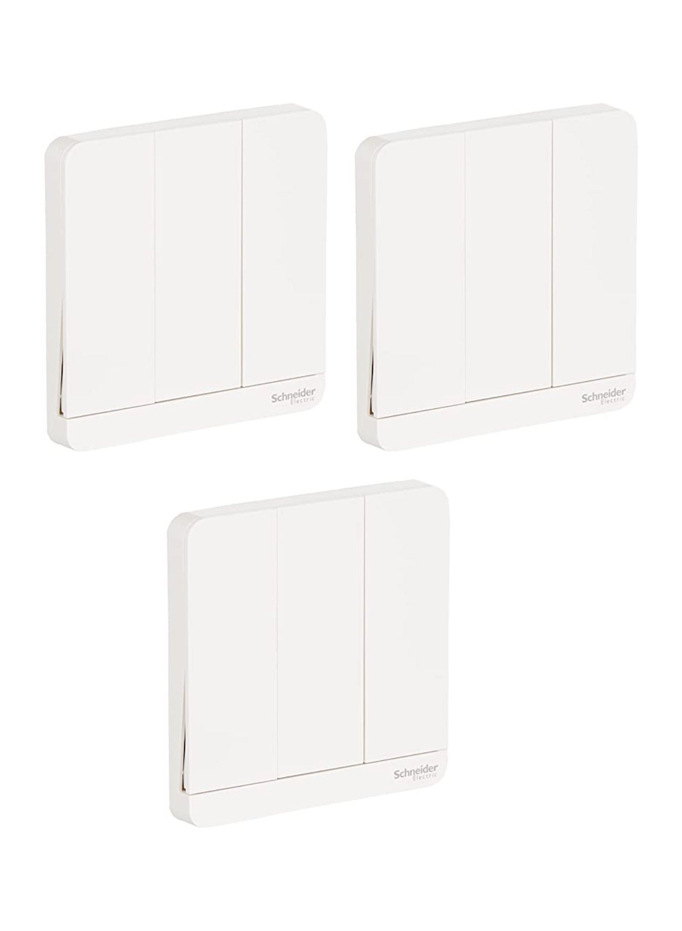 Schneider Electric Avataron 16AX 3-Gang 2-Way Switch Plate - 3 pcs