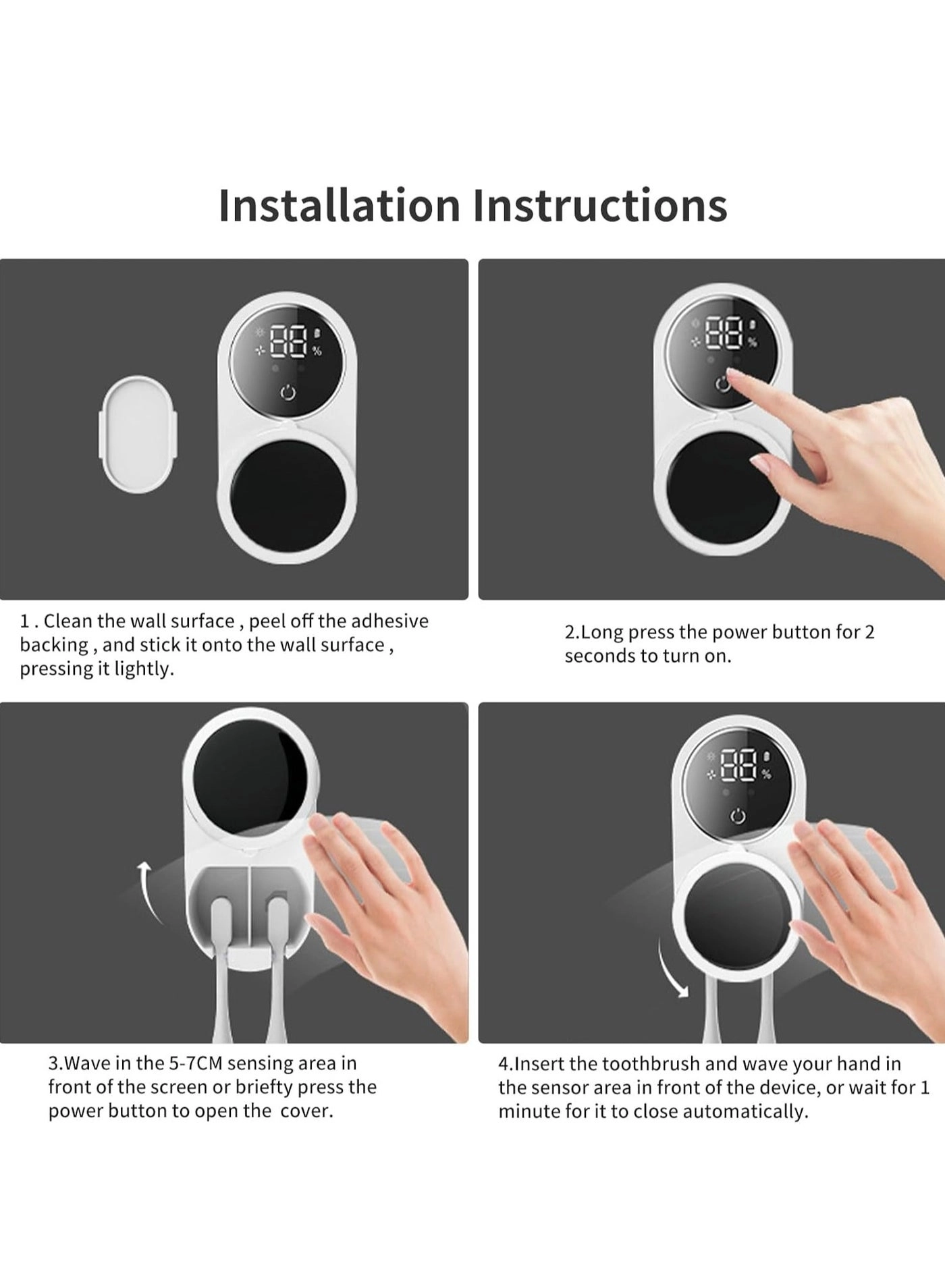 Toothbrush Cleaner - two separate slots Wall Mounted