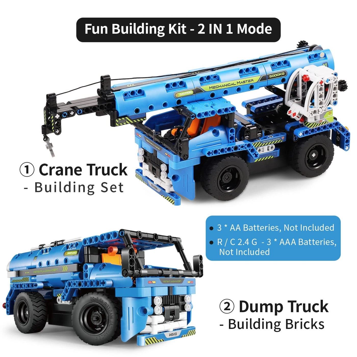 Remote Control Building Toys - 2-in-1 Technic Crane Truck
