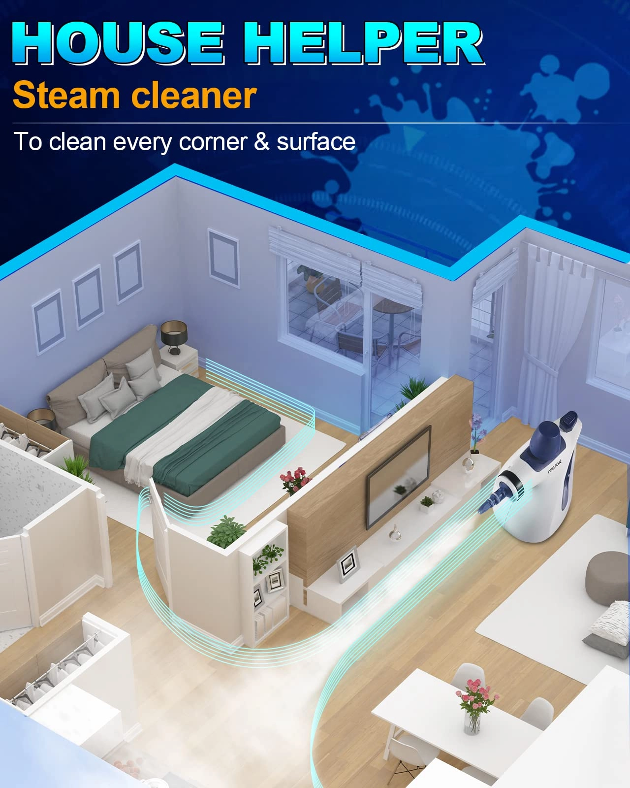 Handheld Pressurized Steam Cleaner Set