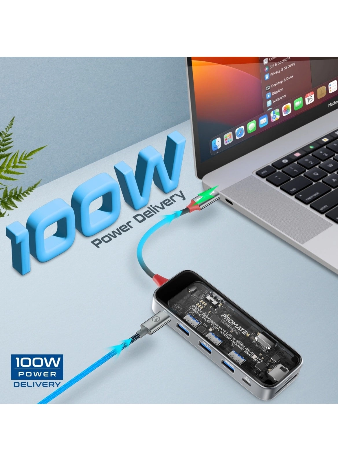 TransHub-Go - 9-in-1 USB Hub 100W USB-C Power Delivery