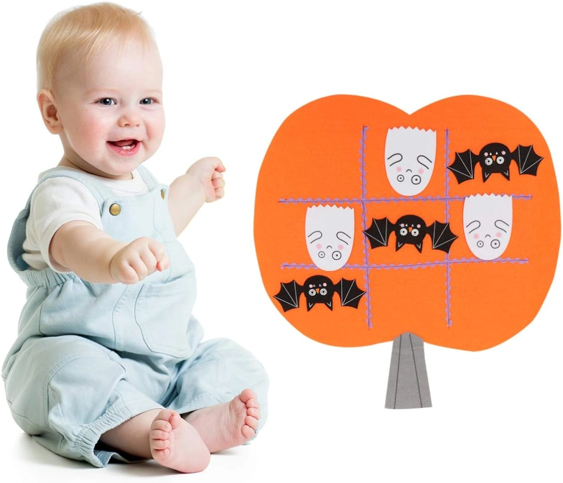 Halloween Felt Tic Tac Toe Game - 43 x 45 x 1 cm ghost-shaped and bat-shaped objects