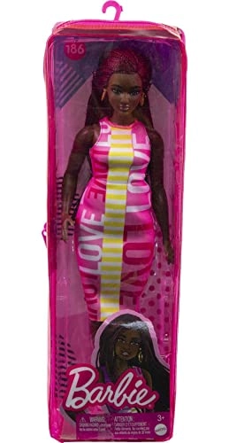 Barbie Fashionistas - Plastic Female Curvy Crimson Braids Sleeveless Love Dress Ages 3+