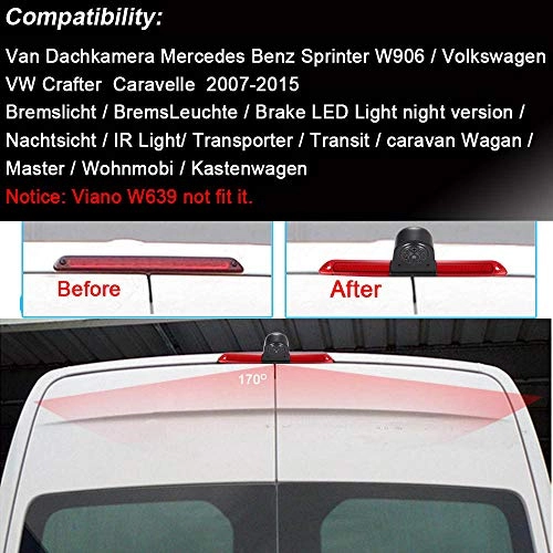 Brake Light Reversing Camera + Rear View Mirror Monitor - Night vision 628 x 586 pixels