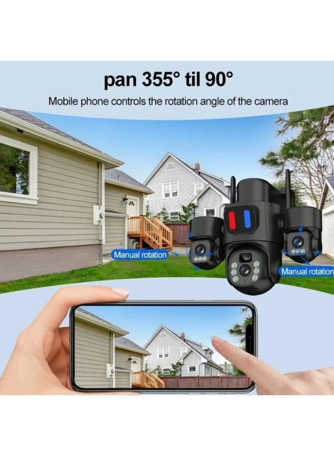Solar Powered Multi-lens Warning Camera - 12MP 5G Wi-Fi 10X Zoom
