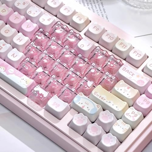 21 Keys Crystal Jelly Transparent Keycaps - QWERTY Bluetooth, USB-C