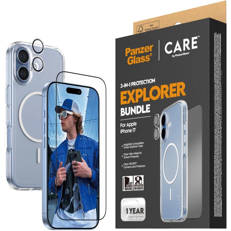 CARE MagSafe Case - 100% Recycled Plastic MagSafe + Ulta-Wide Fit Screen Protector - 60% Recycled Glass + Hoops Camera Lens Protector for iPhone 16 Plus