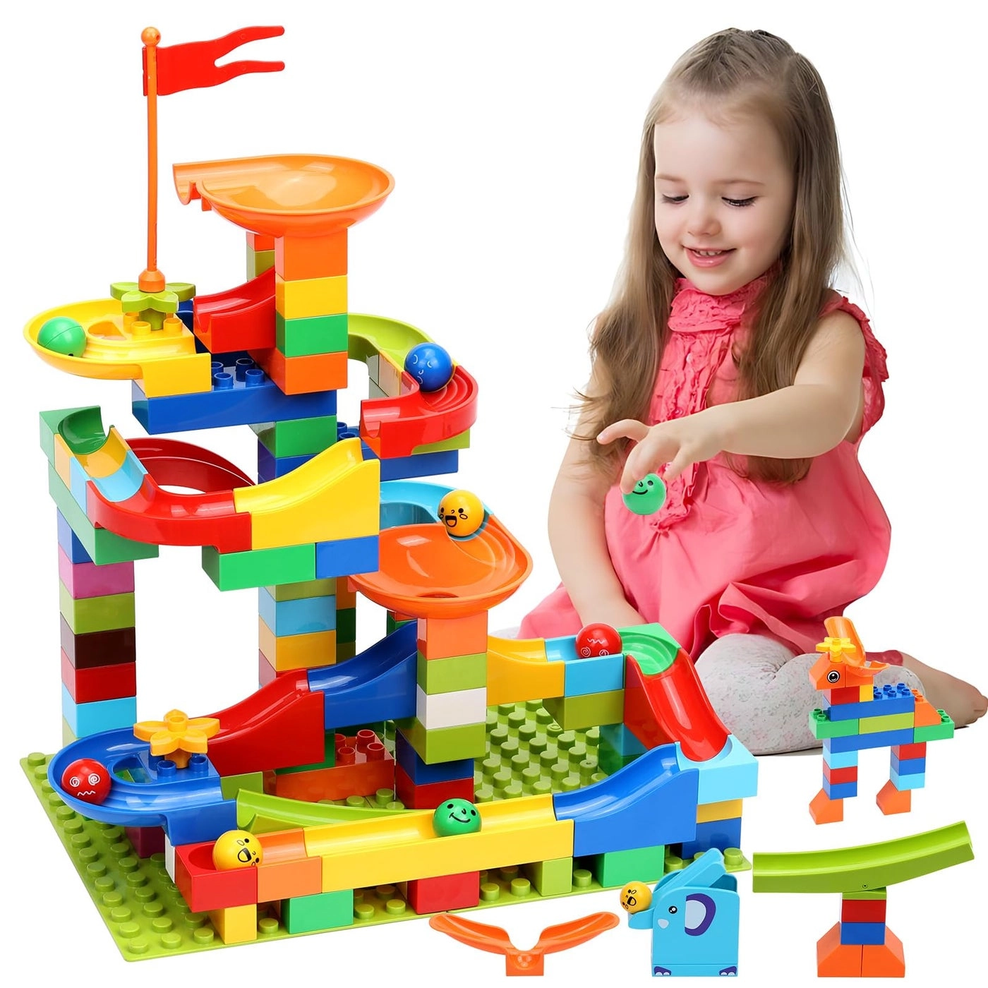 COUOMOXA Marble Run Building Blocks - Compatible Large Maze Track