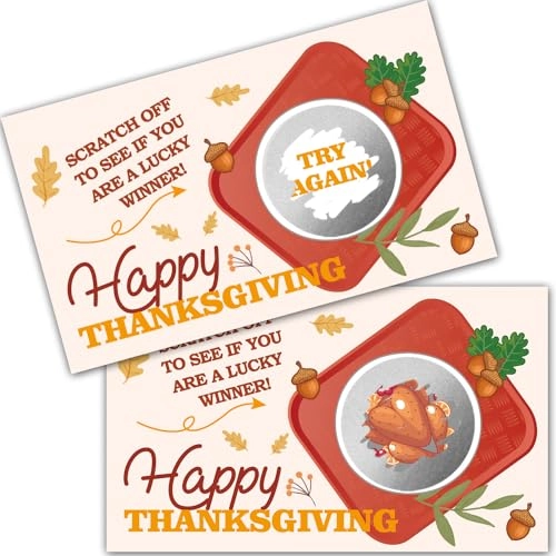 Thanksgiving Theme Scratch Off Games - Adult 50 pieces