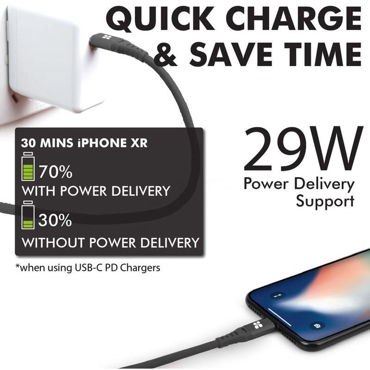 PowerCord 29W Cable USB-C to Lightning 1.2m
