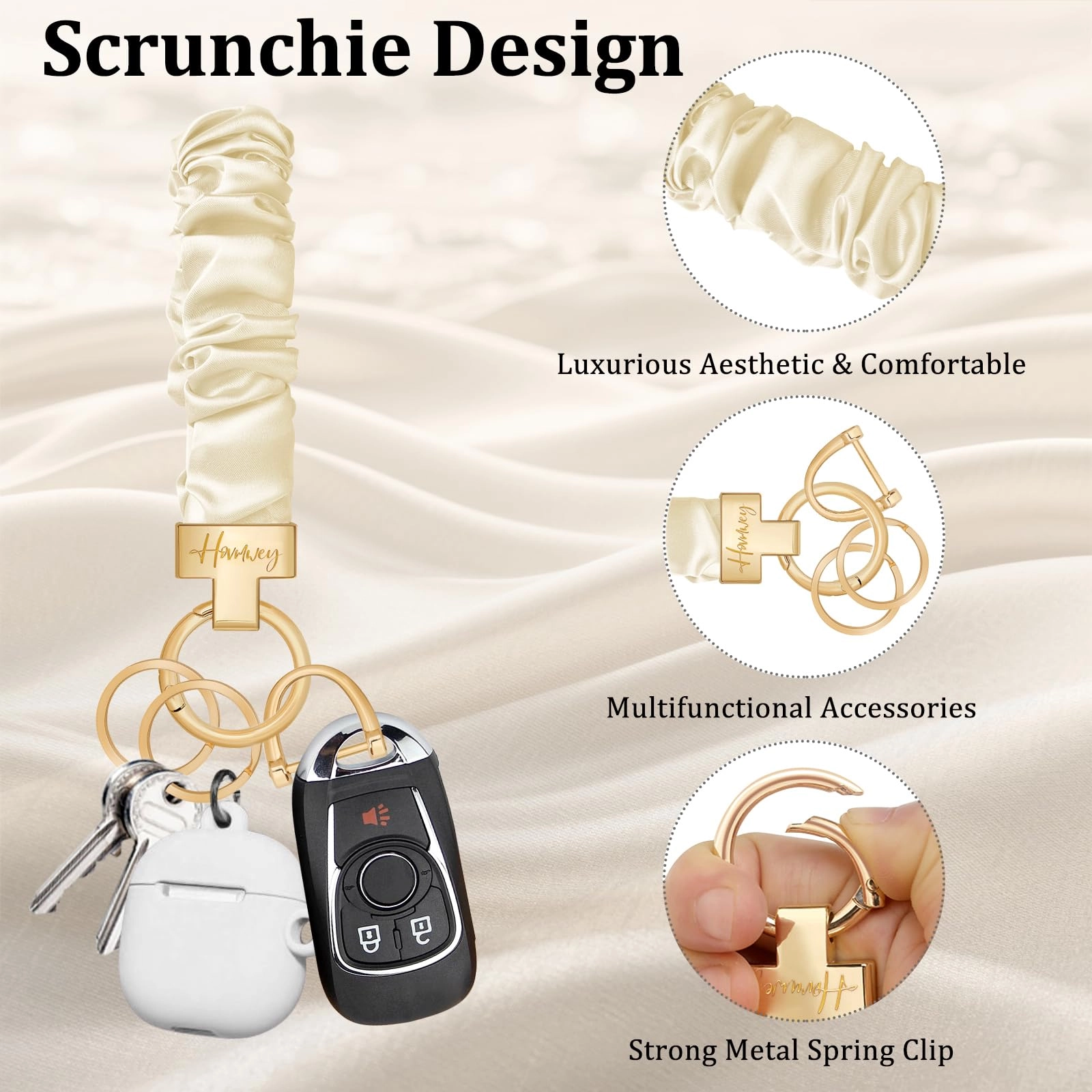 Stretchy Scrunchie Keychain Wristlet - Fun