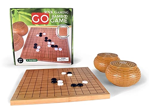 RNK Gaming Beginners Go Game Set - Reversible Bamboo 9 x 9 13 x 13 Melamine Stones