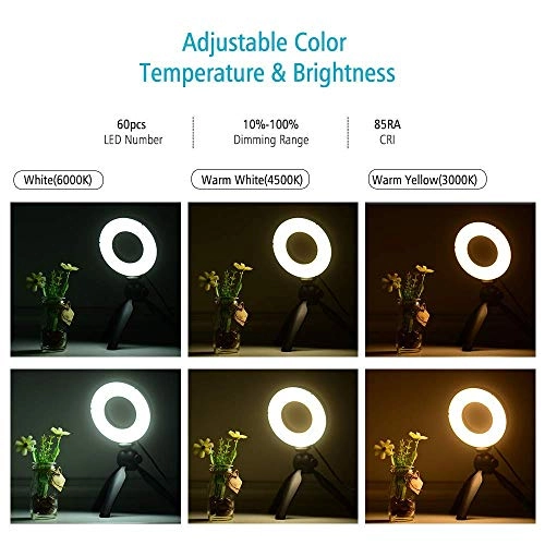 Ring Light LED - 6" Tripod 3 Light Modes