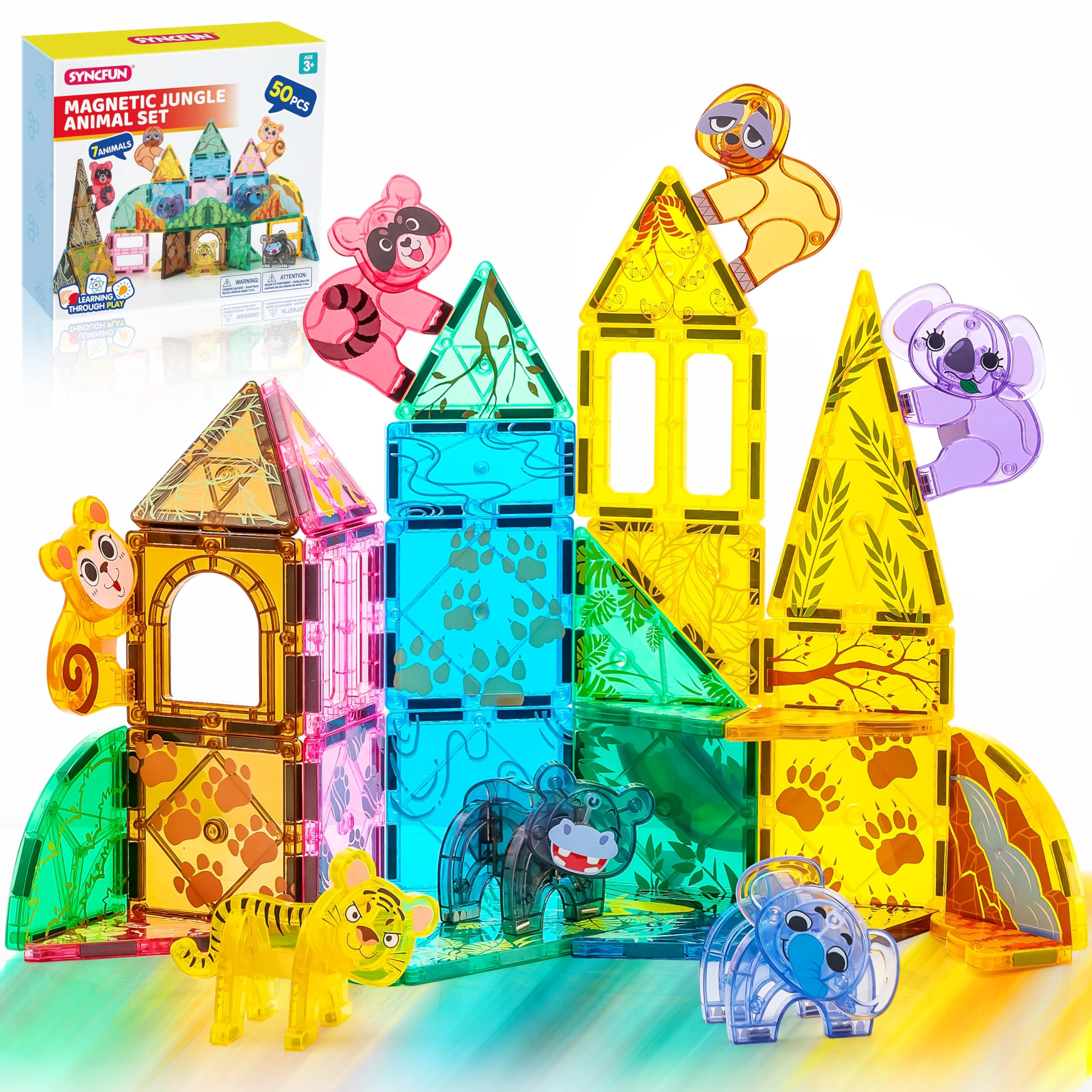 SYNCFUN Magnetic Building Tiles Animal Set - Jungle