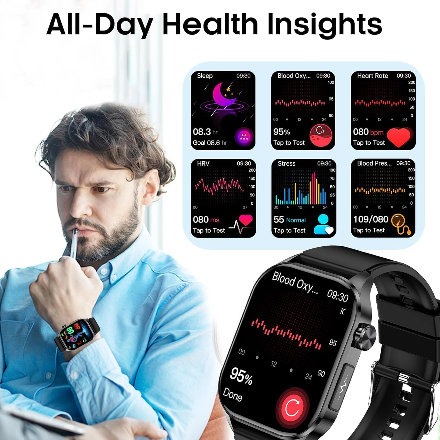 Advanced Health Smartwatch - Real-Time Monitoring Always-On Display