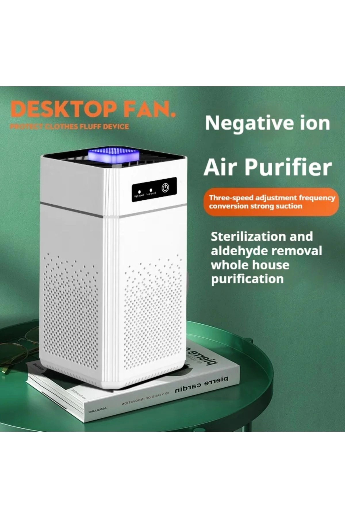 Desktop Air Purifier - Negative Ion Technology 3-Speed Settings LED Indicator