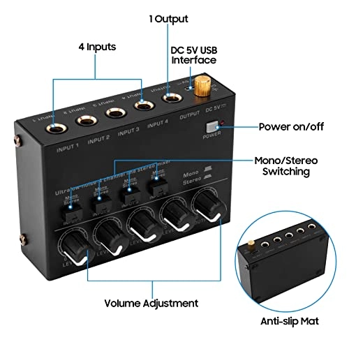Line Stereo Mixer - 4 channels