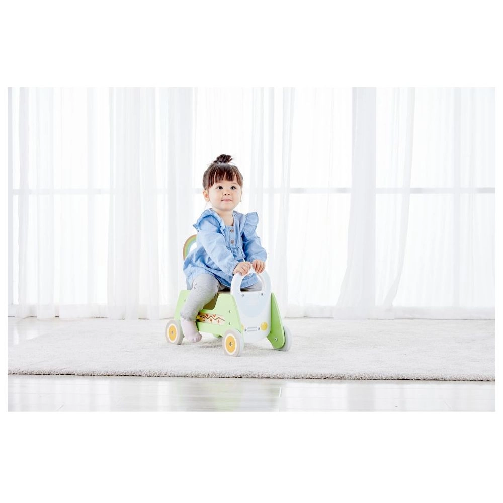 Wooden Rider And Baby Walker - 2-In-1