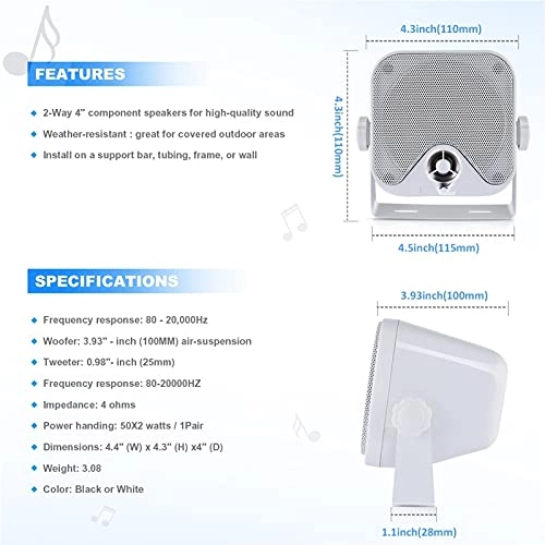 Outdoor Wireless Speaker - 4 Inch 100W