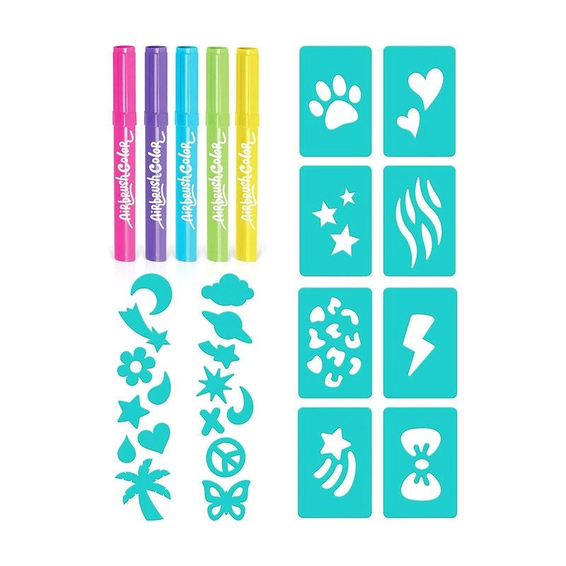 Airbrush Refill Kit - 10 Pens And 2 Stencils