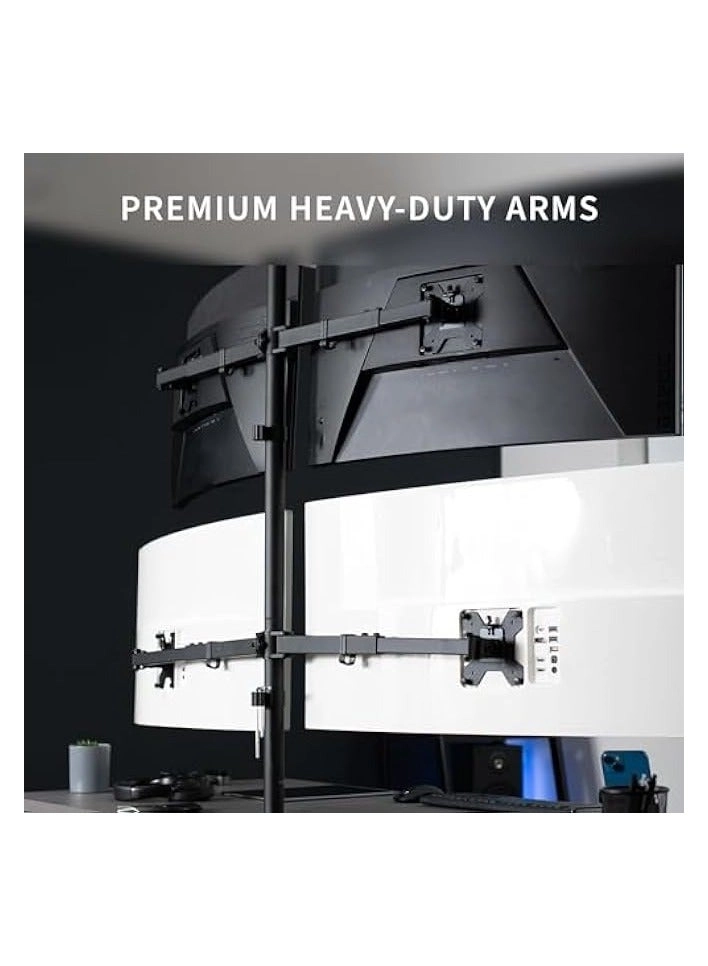 Quad Monitor Desk Mount - four 19-32 inches 75x75mm or 100x100mm