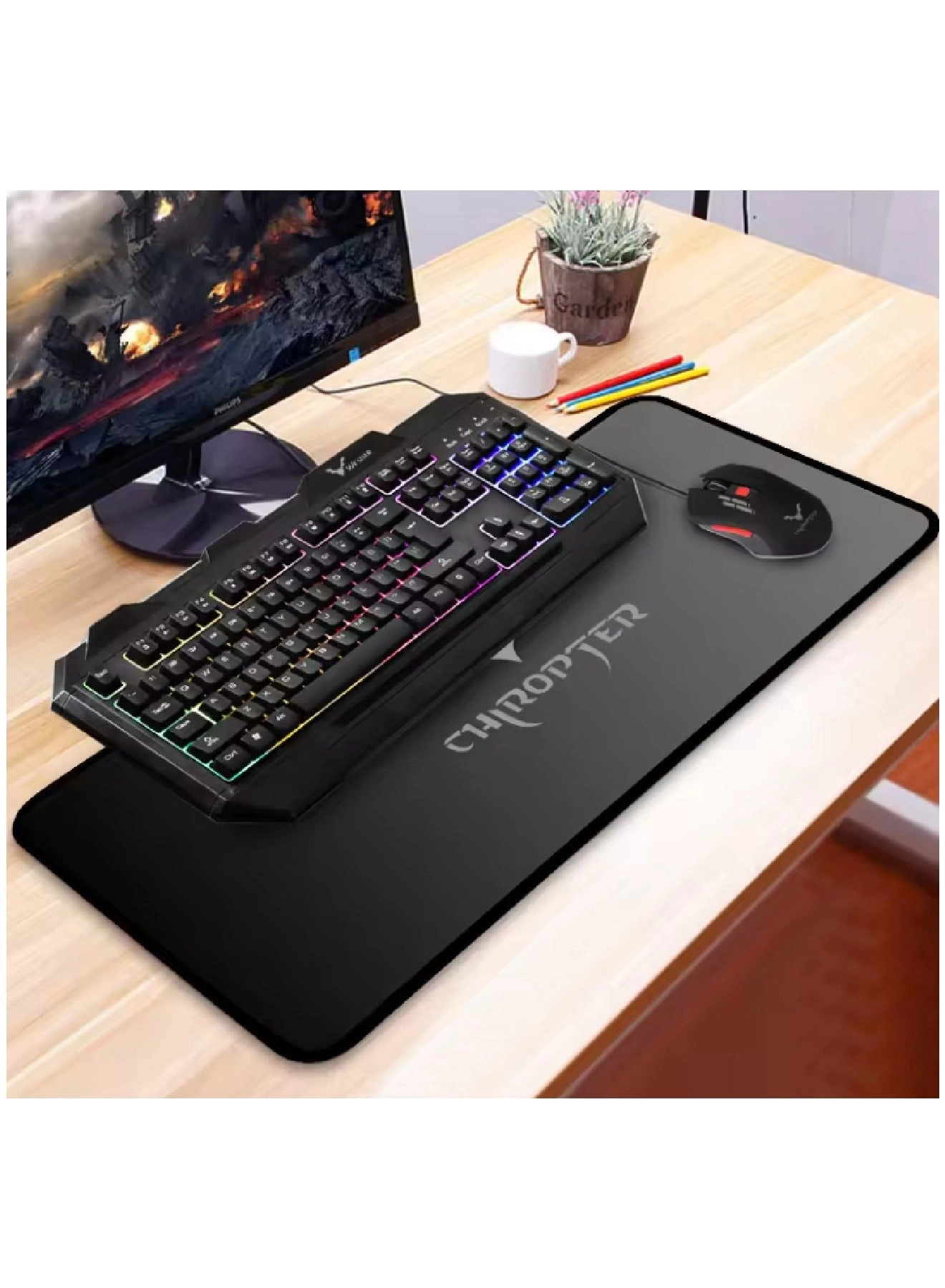 Keyboard + Mouse + Headphone + Mouse Pad - English/Arabic Wired