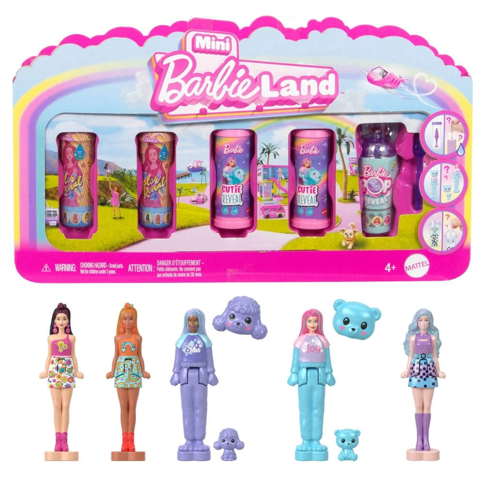 Mattel Barbie Mini Barbie Land - Set of 5 Pop Reveal 1.5" Ages 4+