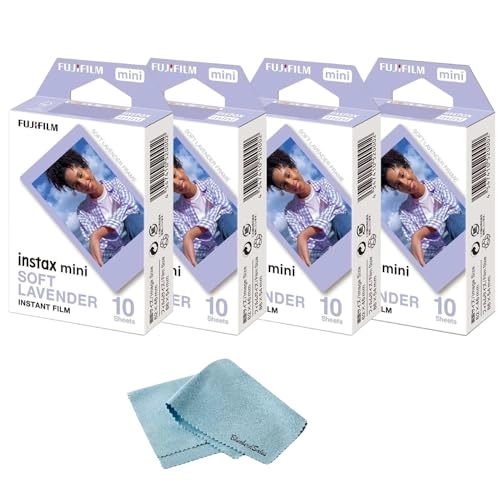 Instax Mini Instant Film + Microfiber Cleaning Cloth - 4 Pack