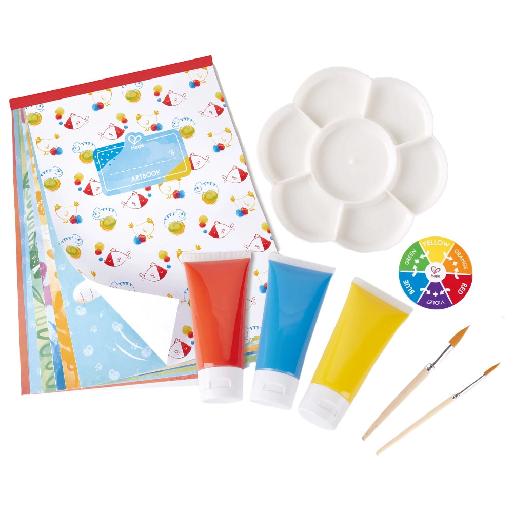Hape Colour Mix Painting Activity Art & Craft Set - 24pcs 3 paint brushes