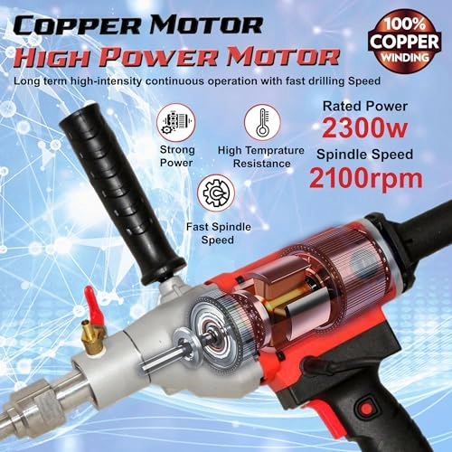 Diamond Core Drilling Machine - 2400W Corded Electric 10.16 cm Auger Bit