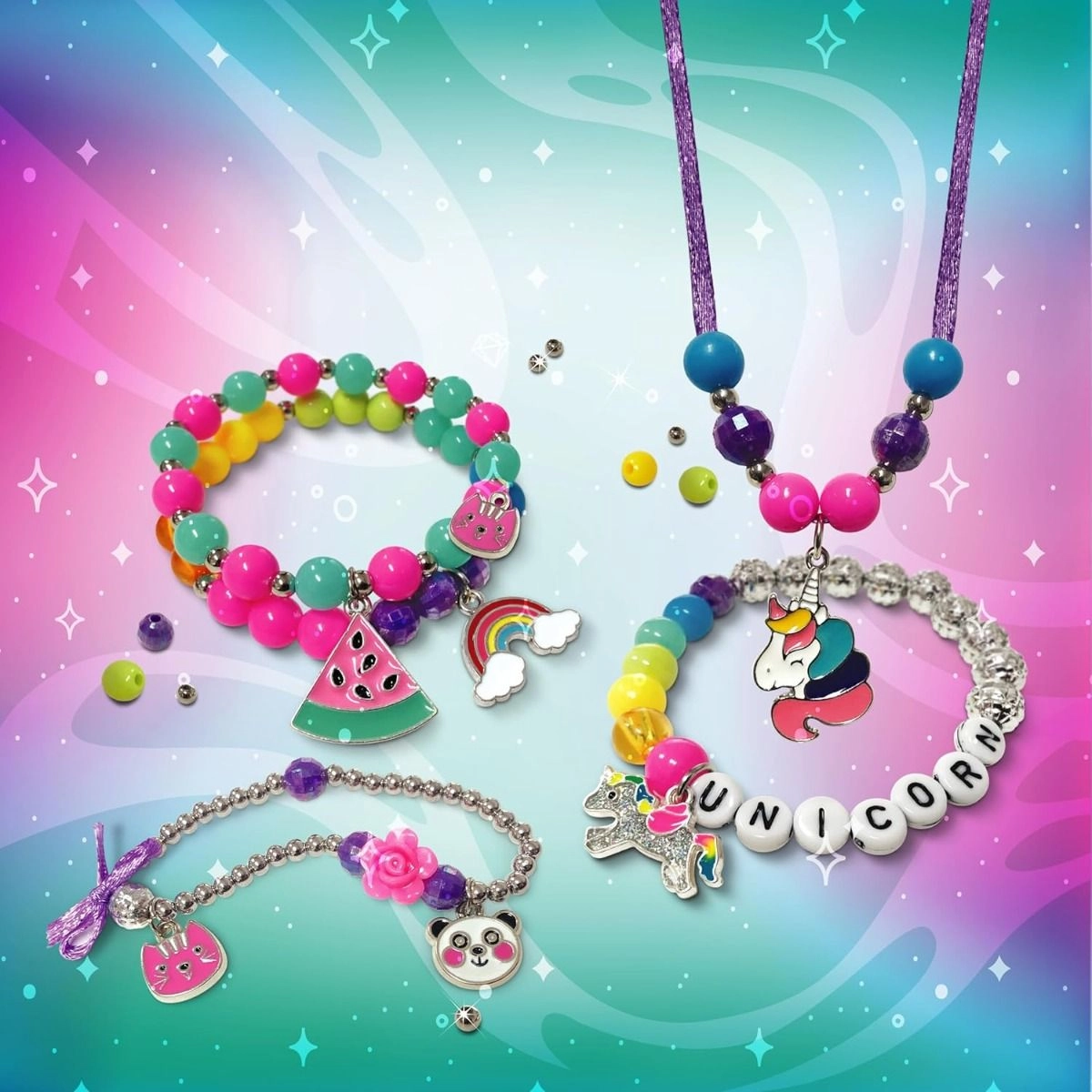 Jewellery Kit Unicorn Charm - 6+ Multi Colour