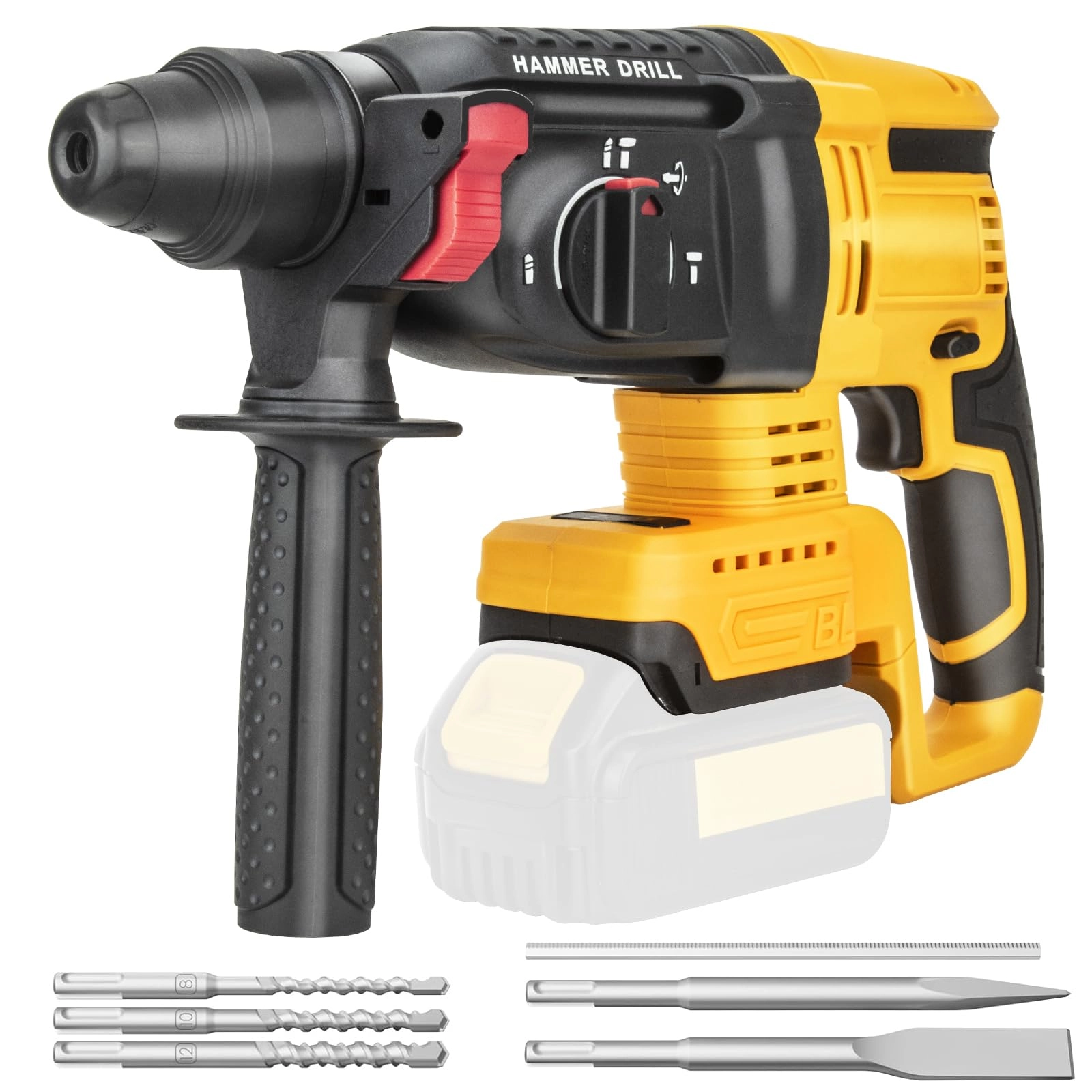 Brngeqi SDS Cordless Hammer Drill - 20V compatible Brushless 4-in-1