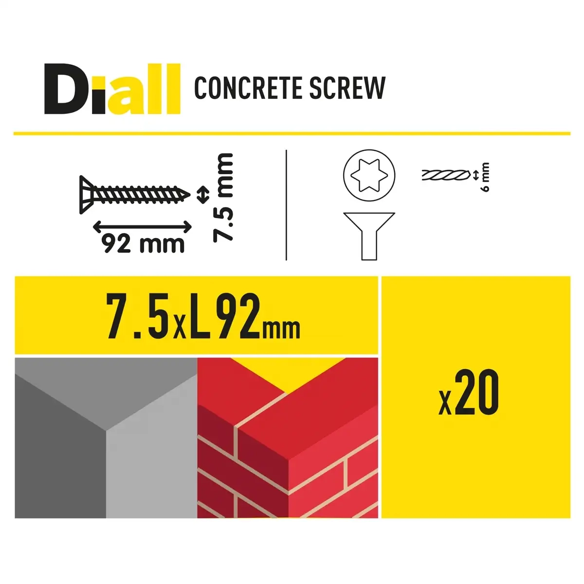 Steel Pan Head Concrete Screw - 9.2 cm 0.75