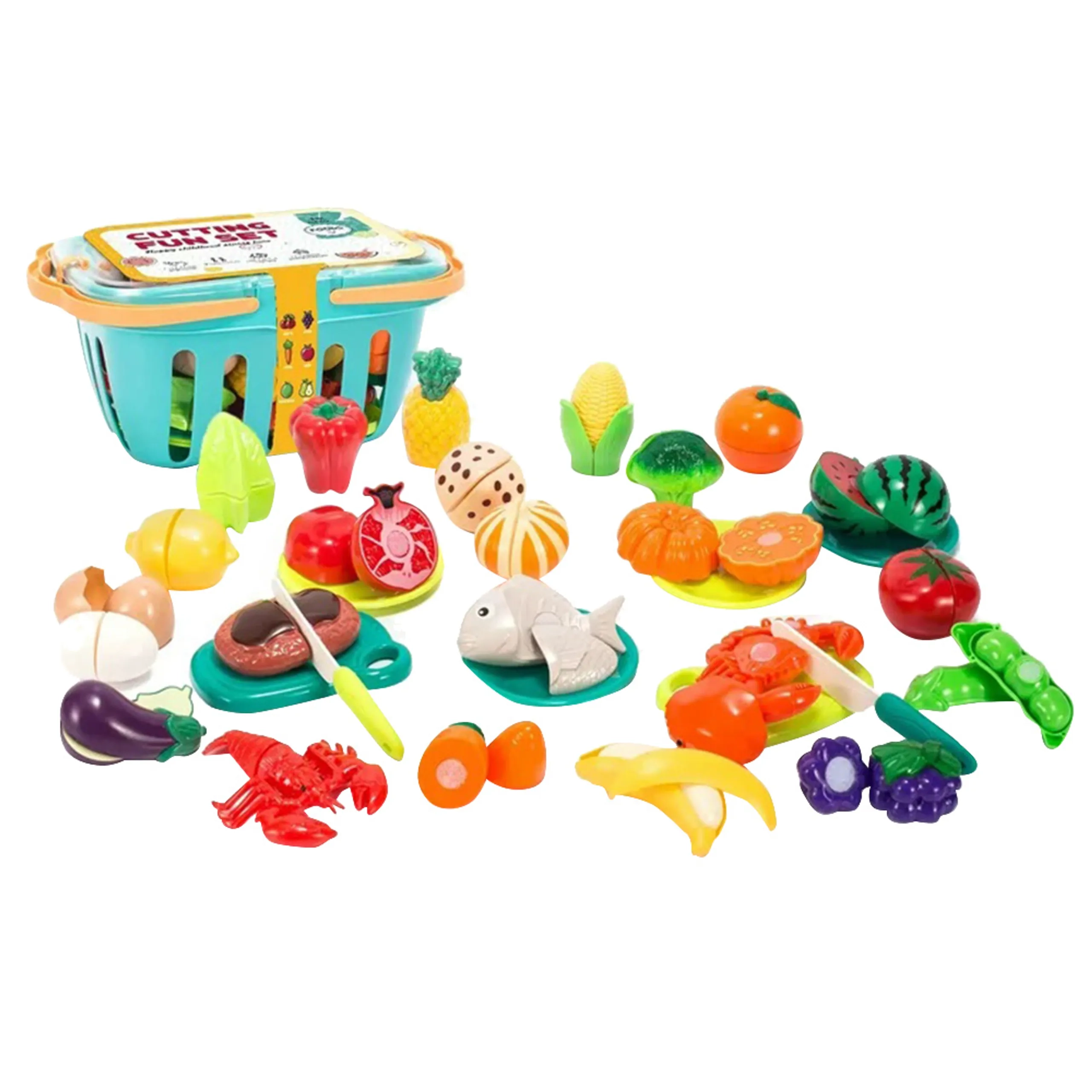 Little Angel Wooden Fruits & Vegetables Basket Toy Set (5551007-MSN17067)