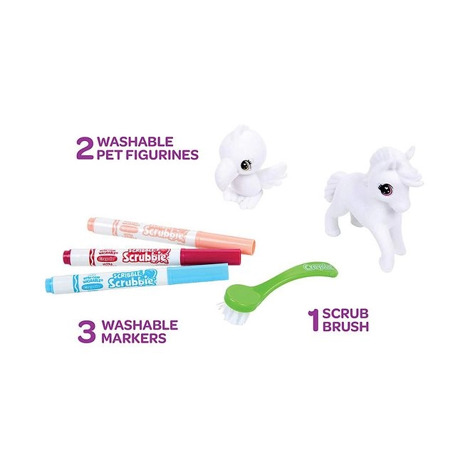 Scribble Scrubbie Safari - Ultra clean washable markers Amara the Zebra & Makena the bird