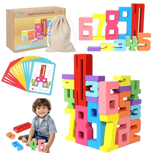 Wooden Number Building Blocks - 18 months and up 18 pieces