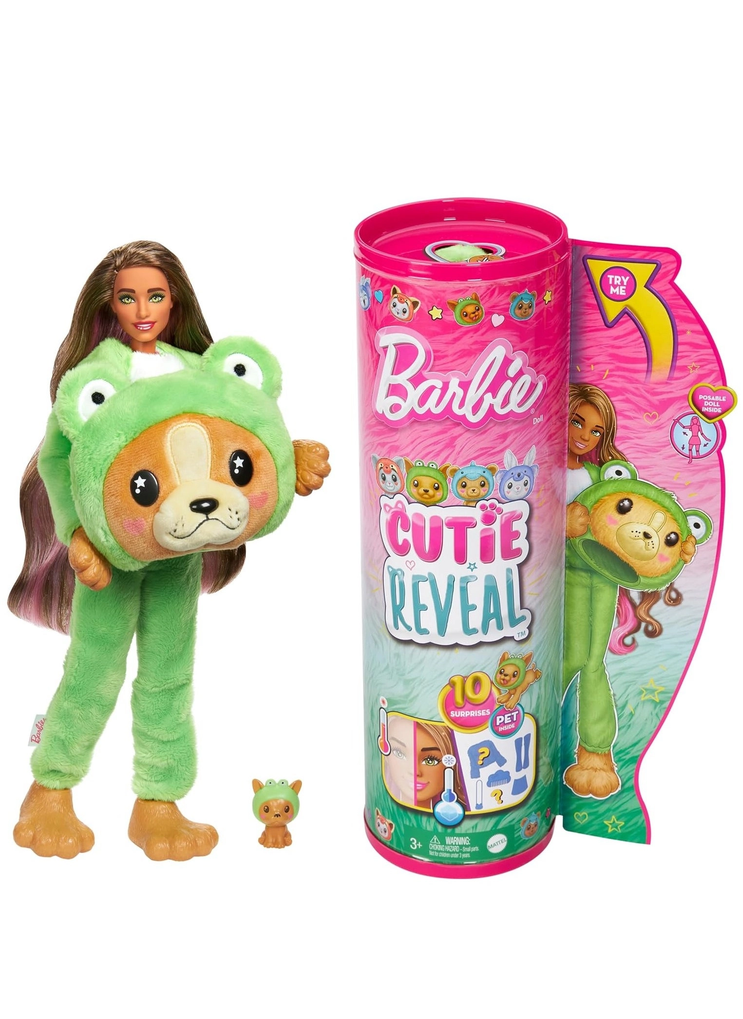 Barbie Cutie Reveal - 10 Surprises Puppy as Frog Ages 36+