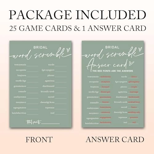 Bridal Shower Games Cards - 25 pieces Adult